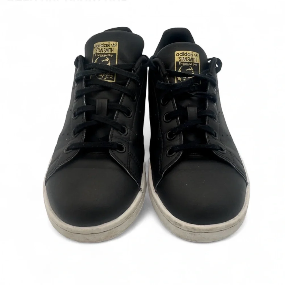 Adidas Stan Smith Kids 4.5 Black Gold Sneakers Fits Womens 6.5 Unisex Classic
